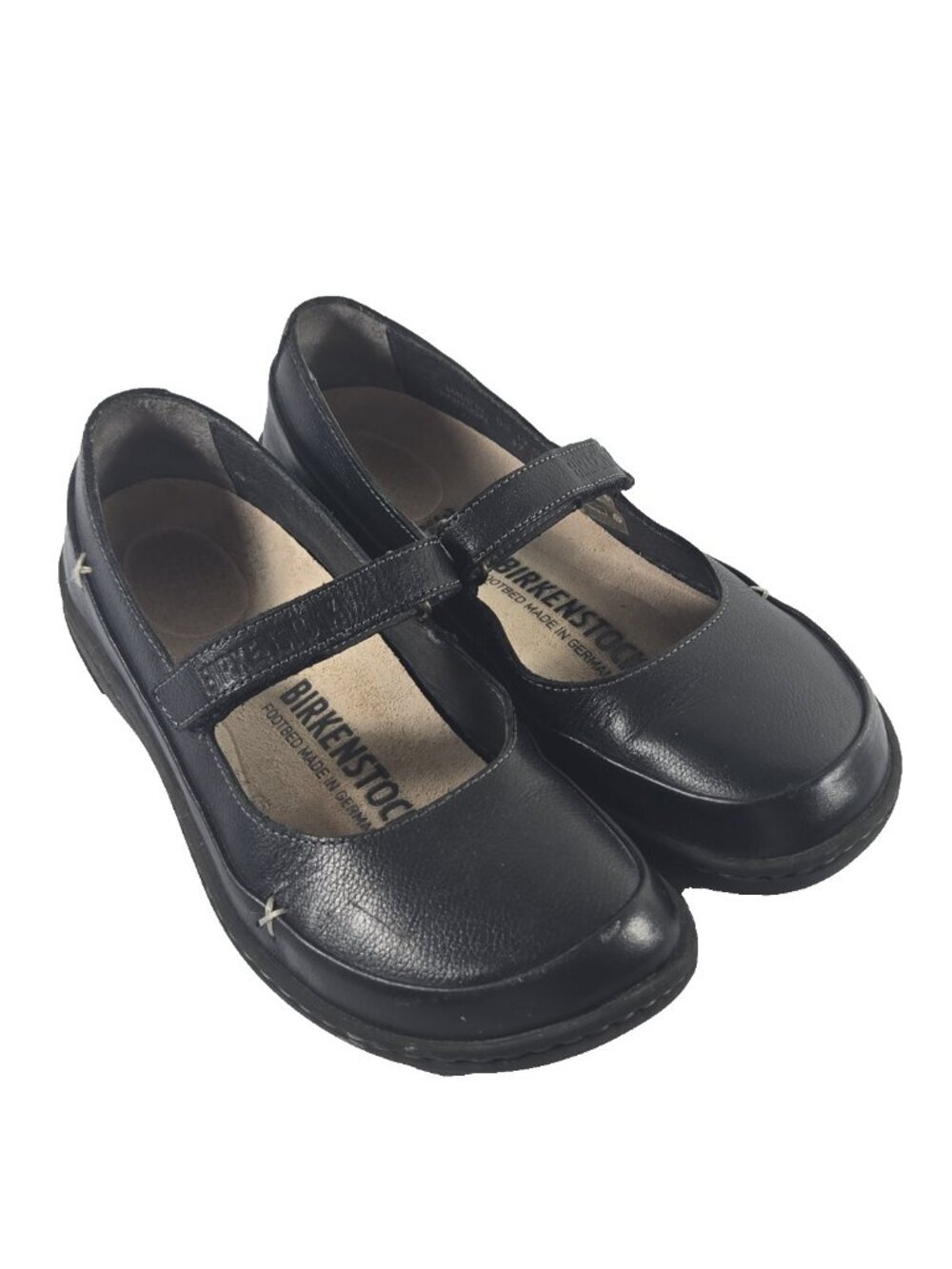 Birkenstock Iona Black Leather Mary Jane Shoes Size 37 Comfort Support Strap